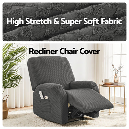 Recliner Chair Cover Grey Storage Pockets | HomeAndLiving - 6