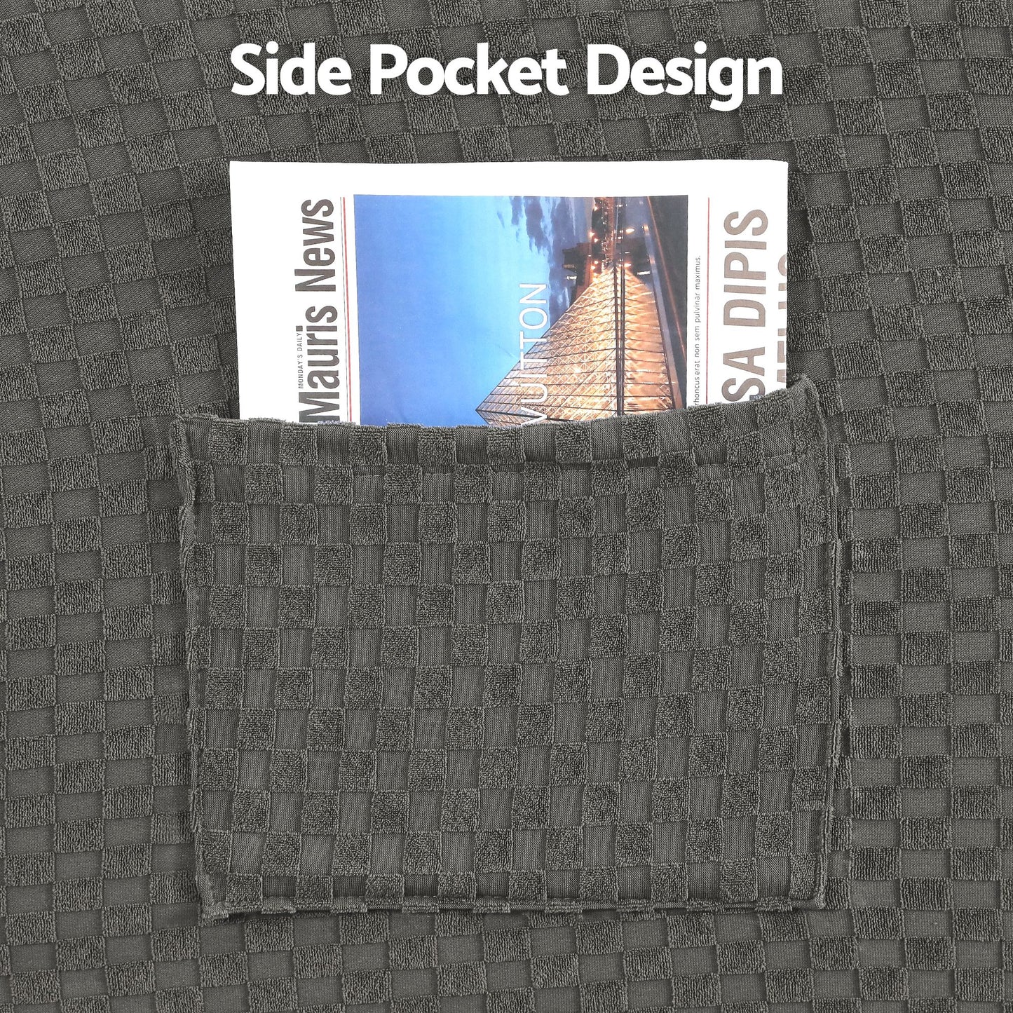 Recliner Chair Cover Grey Storage Pockets | HomeAndLiving - 8