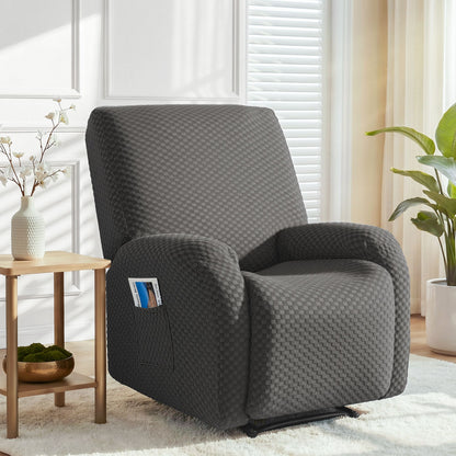 Recliner Chair Cover Grey Storage Pockets | HomeAndLiving