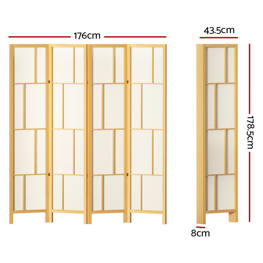 Ashton Room Divider Screen Privacy Wood Dividers Stand 4 Panel Natural