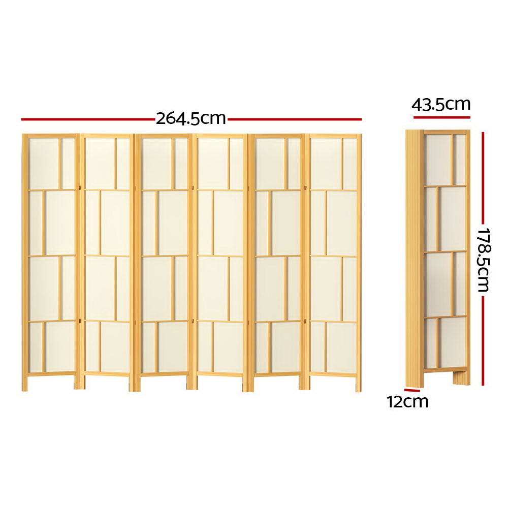 Ashton Room Divider Screen Privacy Wood Dividers Stand 6 Panel Natural