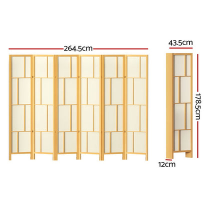 Ashton Room Divider Screen Privacy Wood Dividers Stand 6 Panel Natural