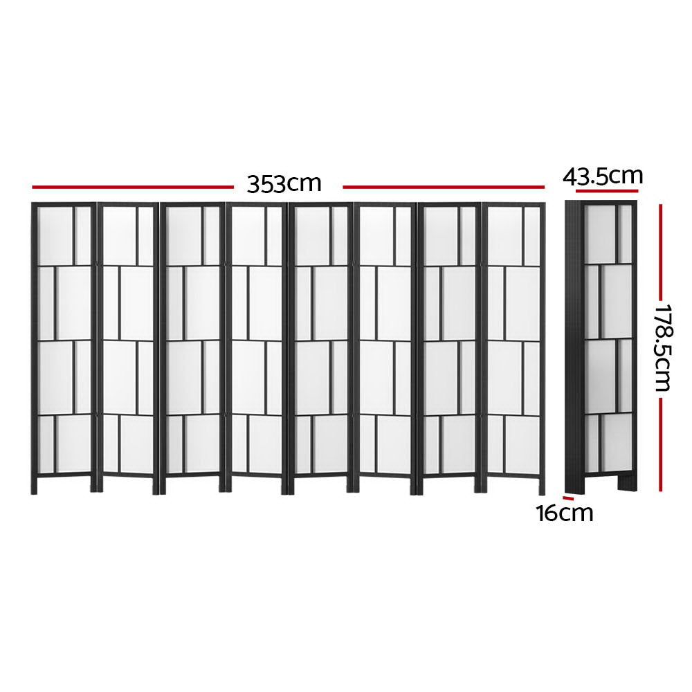 Ashton Room Divider Screen Privacy Wood Dividers Stand 8 Panel Black