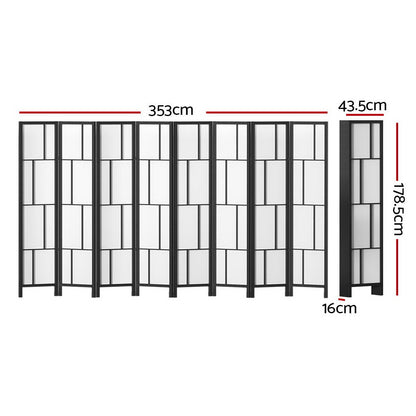 Ashton Room Divider Screen Privacy Wood Dividers Stand 8 Panel Black