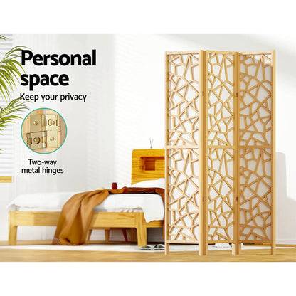 Clover Room Divider Screen Privacy Wood Dividers Stand 3 Panel Natural