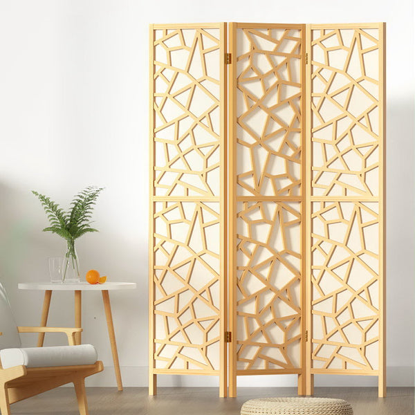  Clover Room Divider Screen Privacy Wood Dividers Stand 3 Panel Natural