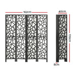 4 Panel Room Divider Screen 162X170Cm Black