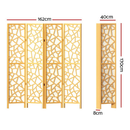 4 Panel Room Divider Screen 162X170Cm Natural