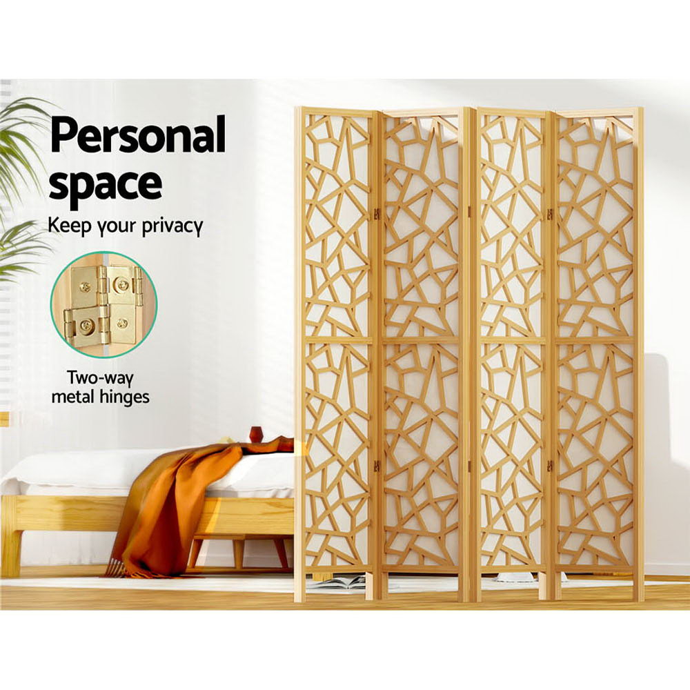 4 Panel Room Divider Screen 162X170Cm Natural