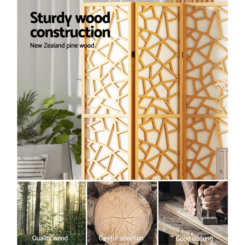 4 Panel Room Divider Screen 162X170Cm Natural