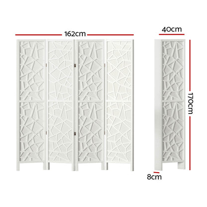 4 Panel Room Divider Screen 162X170Cm White