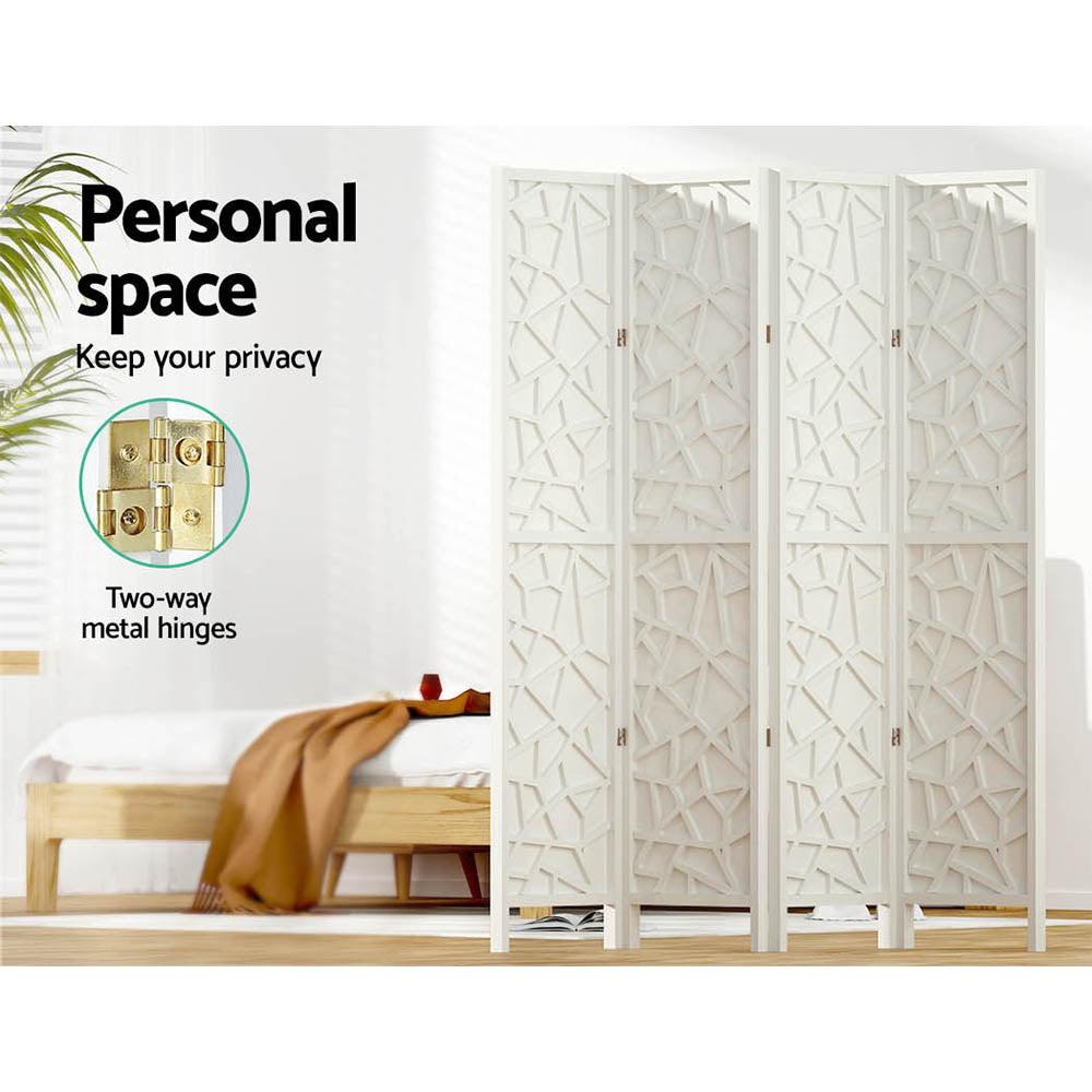4 Panel Room Divider Screen 162X170Cm White