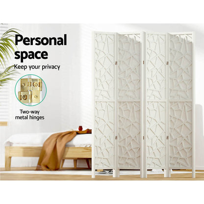 4 Panel Room Divider Screen 162X170Cm White