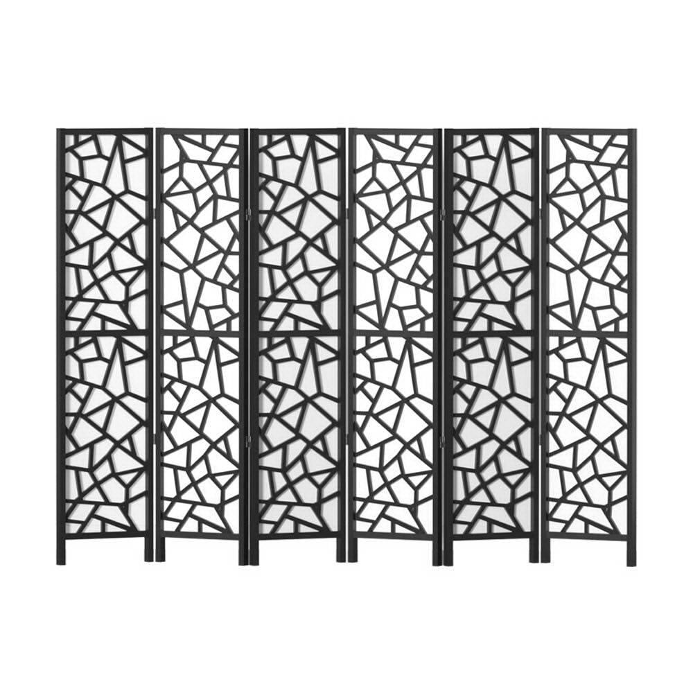 Clover Room Divider Screen Privacy Wood Dividers Stand 6 Panel Black