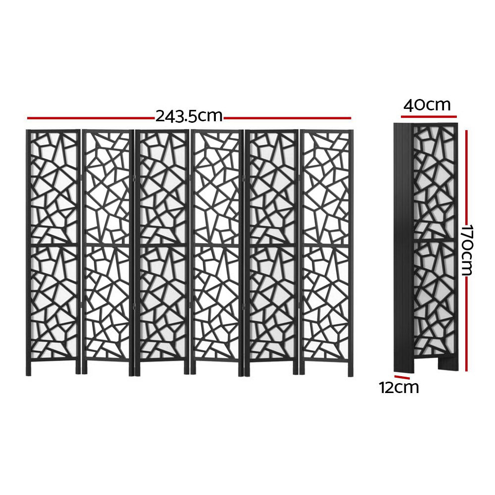 Clover Room Divider Screen Privacy Wood Dividers Stand 6 Panel Black