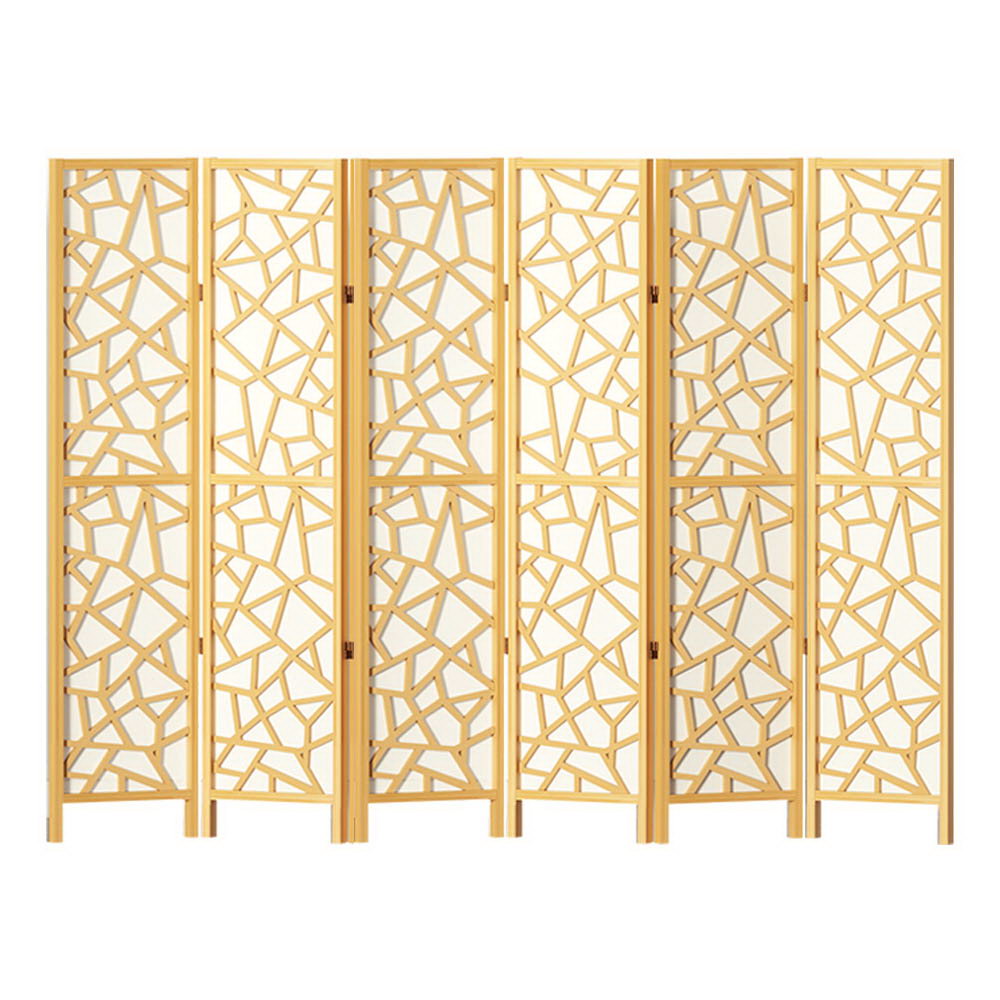 Clover Room Divider Screen Privacy Wood Dividers Stand 6 Panel Natural