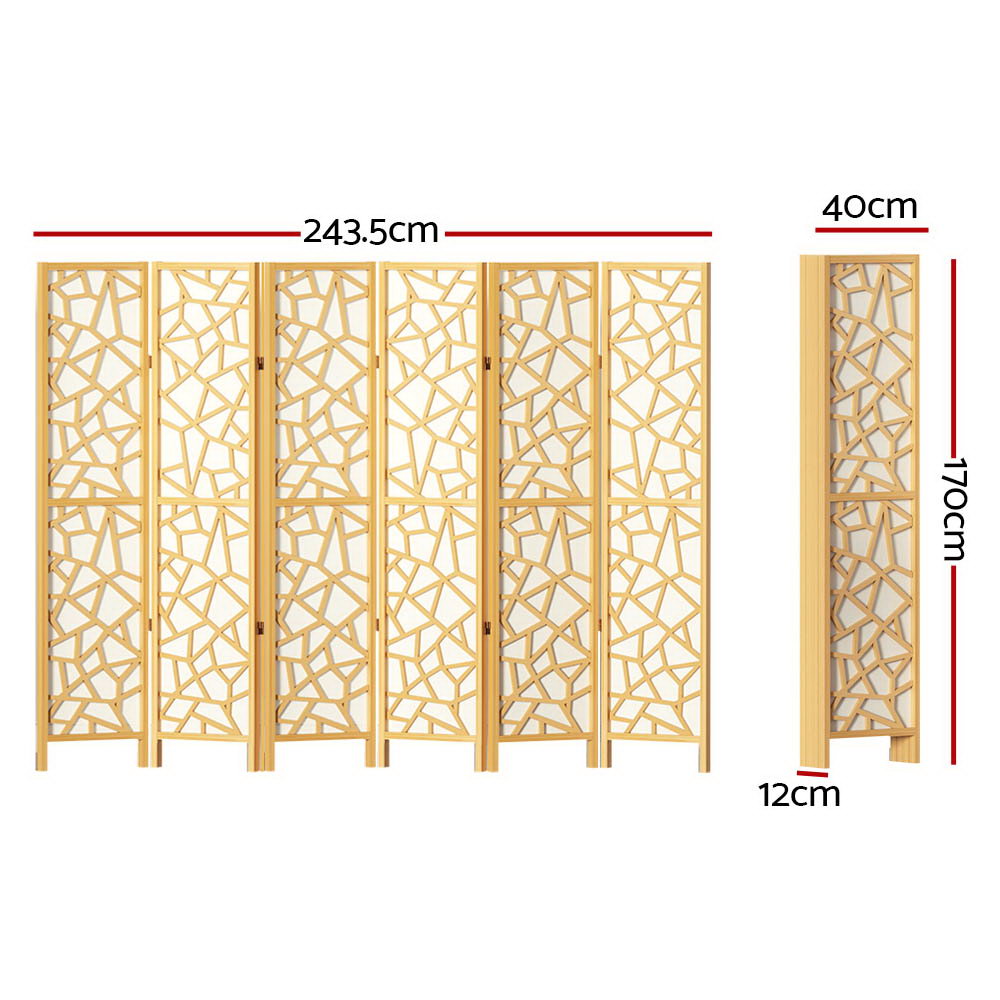 Clover Room Divider Screen Privacy Wood Dividers Stand 6 Panel Natural