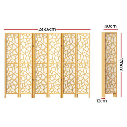 Clover Room Divider Screen Privacy Wood Dividers Stand 6 Panel Natural
