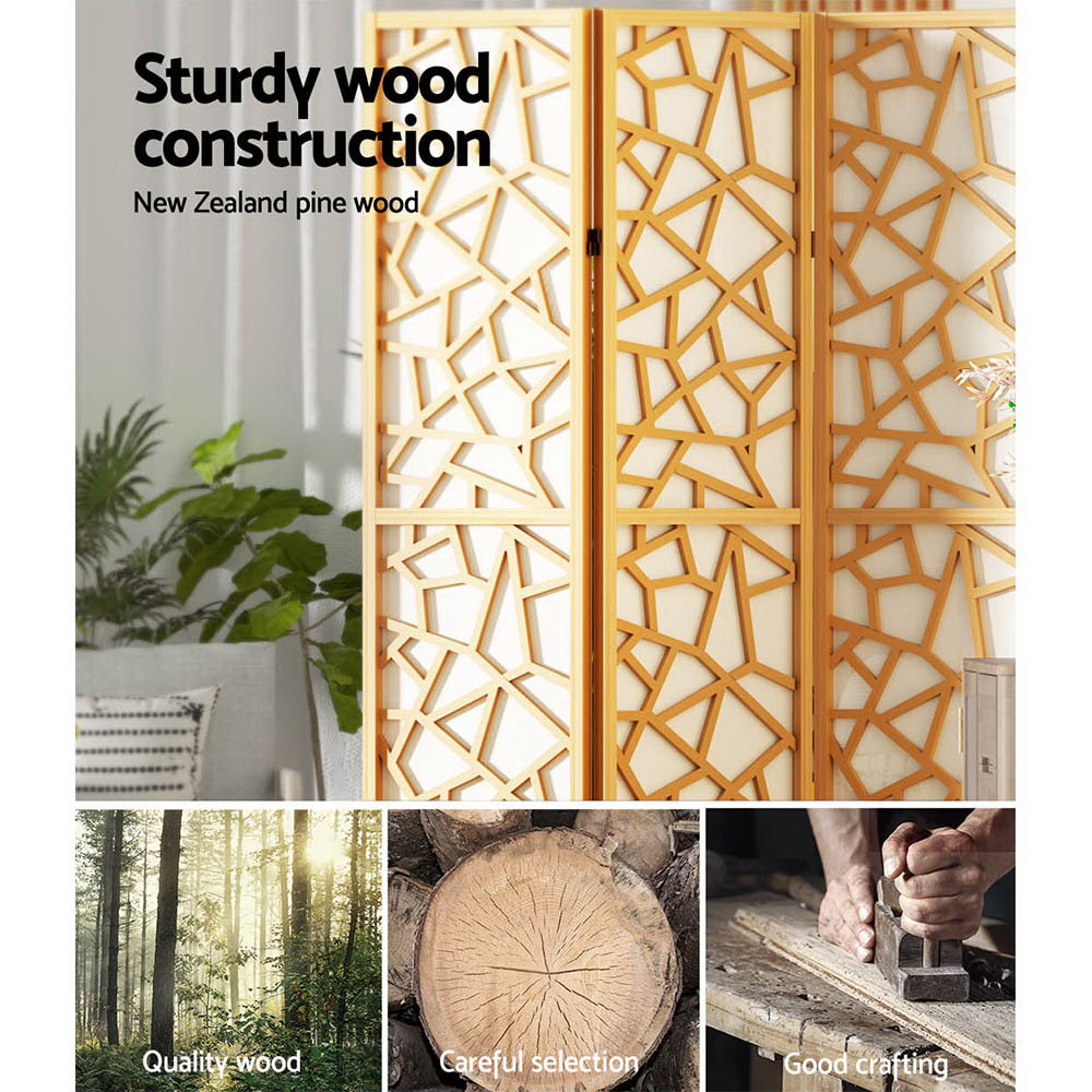 Clover Room Divider Screen Privacy Wood Dividers Stand 6 Panel Natural