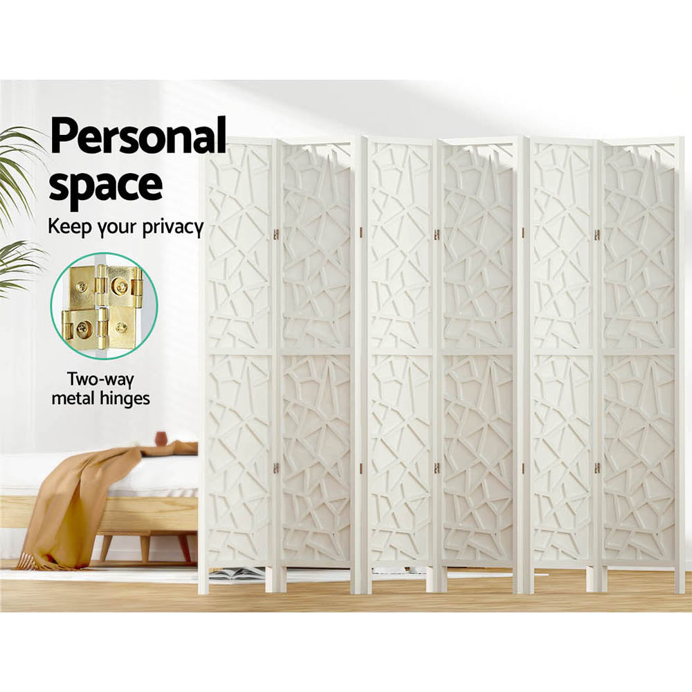 6 Panel Room Divider Screen 244X170Cm White