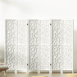 6 Panel Room Divider Screen 244X170Cm White