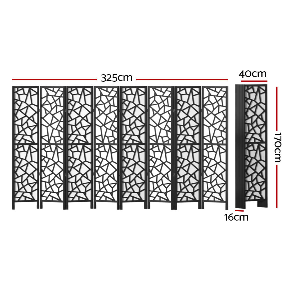 8 Panel Room Divider Screen 325X170Cm Black