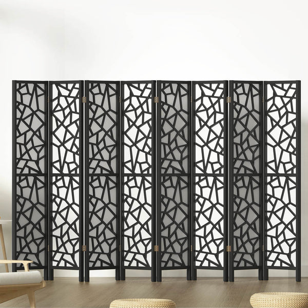  8 Panel Room Divider Screen 325X170Cm Black