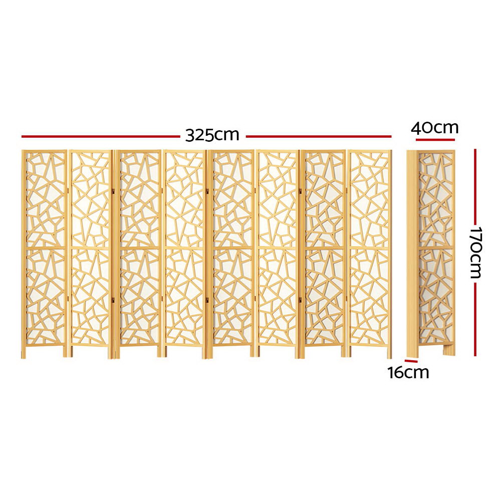 8 Panel Room Divider Screen 325X170Cm Natural