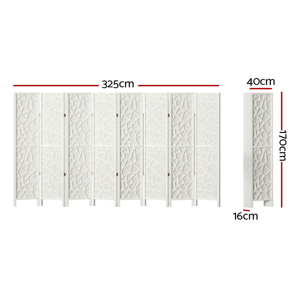 8 Panel Room Divider Screen 325X170Cm White