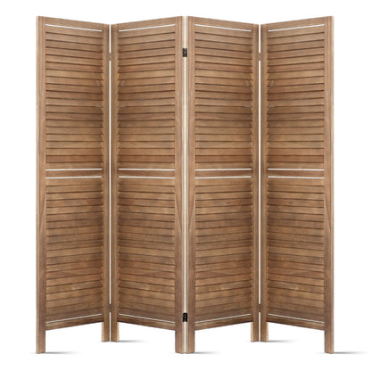 4 Panel Room Divider Screen 160X170Cm Louver Oak