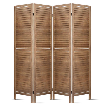 4 Panel Room Divider Screen 160X170Cm Louver Oak