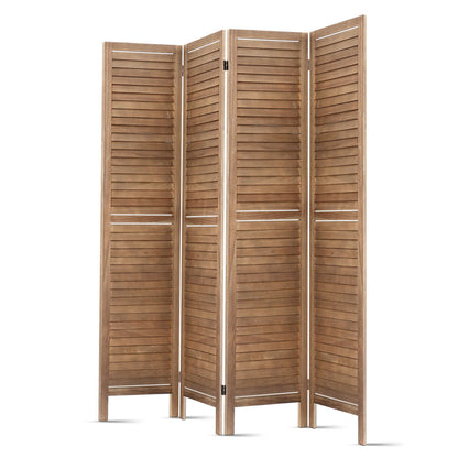 4 Panel Room Divider Screen 160X170Cm Louver Oak