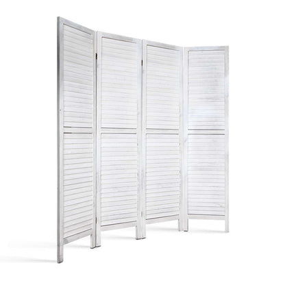 4 Panel Room Divider Screen 163X170Cm Louver White