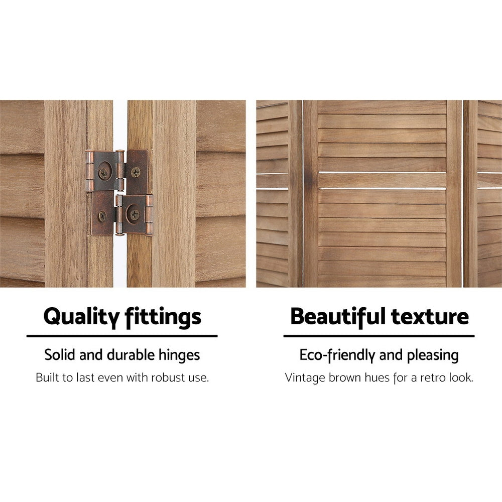 8 Panel Room Divider Screen 326X170Cm Louver Oak
