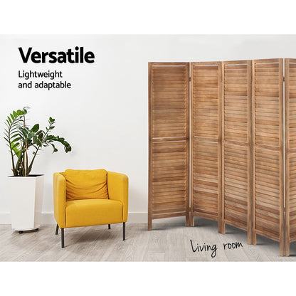 8 Panel Room Divider Screen 326X170Cm Louver Oak