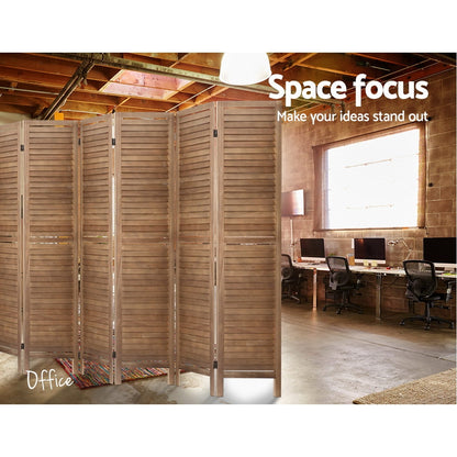 8 Panel Room Divider Screen 326X170Cm Louver Oak