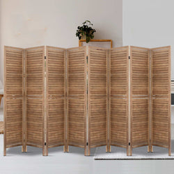 8 Panel Room Divider Screen 326X170Cm Louver Oak
