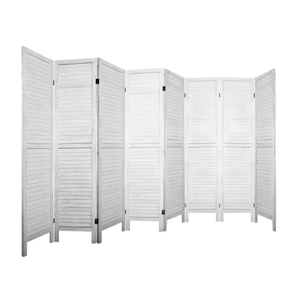 8 Panel Room Divider Screen 326X170Cm Louver White
