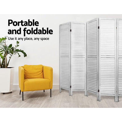 8 Panel Room Divider Screen 326X170Cm Louver White