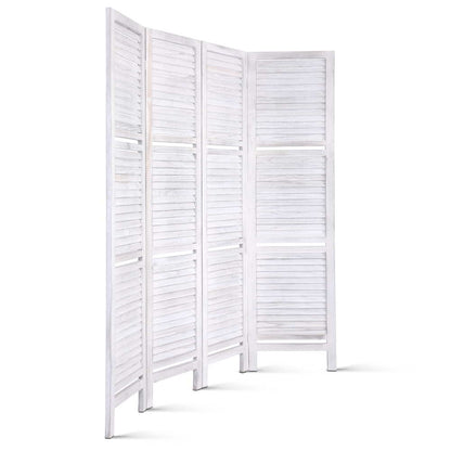 4 Panel Room Divider Screen 163X170Cm Shelf White