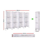 8 Panel Room Divider Screen 326X170Cm Shelf White