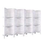 8 Panel Room Divider Screen 326X170Cm Shelf White