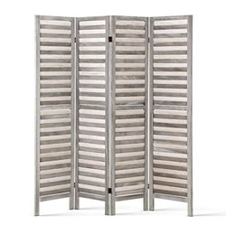 4 Panel Room Divider Screen 163X170Cm Louver Grey