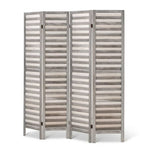 4 Panel Room Divider Screen 163X170Cm Louver Grey