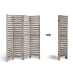 4 Panel Room Divider Screen 163X170Cm Louver Grey