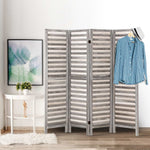 4 Panel Room Divider Screen 163X170Cm Louver Grey