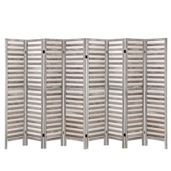  8 Panel Room Divider Screen 326x170cm Louver Grey