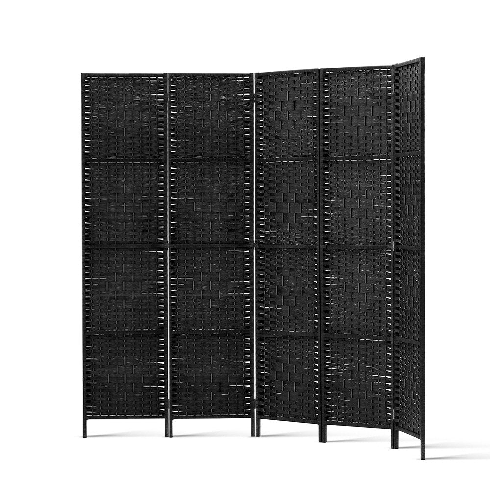4 Panel Room Divider Screen 163X170Cm Woven Black