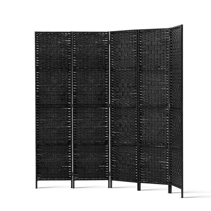 4 Panel Room Divider Screen 163X170Cm Woven Black