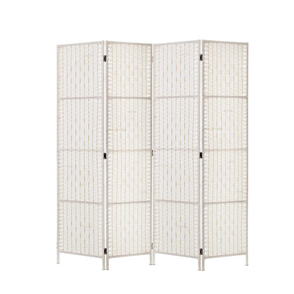 4 Panel Room Divider Screen 163X170Cm Woven White